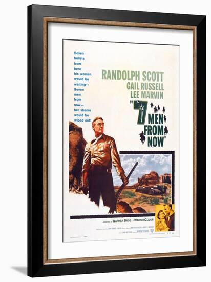 Seven Men from Now, (Aka 7 Men from Now), Left: Randolph Scott, 1956-null-Framed Art Print