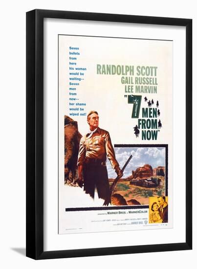 Seven Men from Now, (Aka 7 Men from Now), Left: Randolph Scott, 1956-null-Framed Art Print