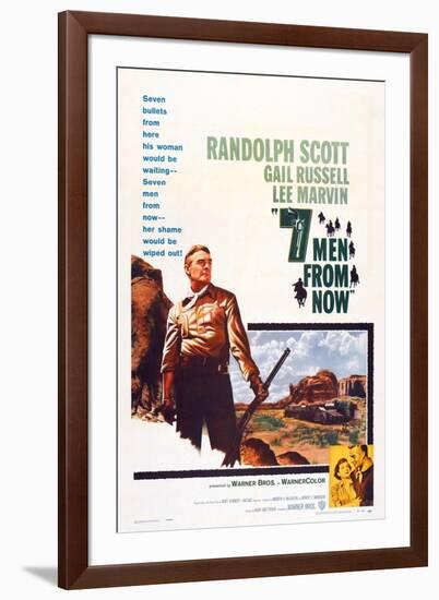 Seven Men from Now, (Aka 7 Men from Now), Left: Randolph Scott, 1956-null-Framed Art Print