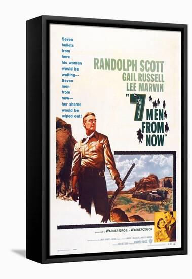 Seven Men from Now, (Aka 7 Men from Now), Left: Randolph Scott, 1956-null-Framed Stretched Canvas