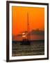 Seven Mile Beach, Grand Cayman. Sailboat on the Carribean at sunset.-Jolly Sienda-Framed Photographic Print