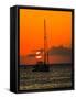 Seven Mile Beach, Grand Cayman. Sailboat on the Carribean at sunset.-Jolly Sienda-Framed Stretched Canvas