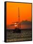 Seven Mile Beach, Grand Cayman. Sailboat on the Carribean at sunset.-Jolly Sienda-Framed Stretched Canvas