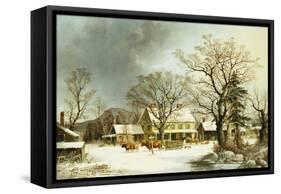 Seven Miles to Salem, 1863-George Henry Durrie-Framed Stretched Canvas