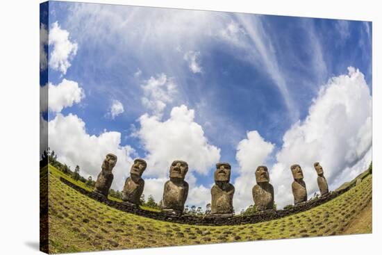 Seven Moai at Ahu Akivi, the First Restored Altar, Rapa Nui National Park-Michael Nolan-Stretched Canvas