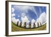 Seven Moai at Ahu Akivi, the First Restored Altar, Rapa Nui National Park-Michael Nolan-Framed Photographic Print