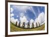 Seven Moai at Ahu Akivi, the First Restored Altar, Rapa Nui National Park-Michael Nolan-Framed Photographic Print