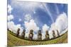 Seven Moai at Ahu Akivi, the First Restored Altar, Rapa Nui National Park-Michael Nolan-Mounted Photographic Print