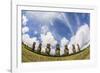 Seven Moai at Ahu Akivi, the First Restored Altar, Rapa Nui National Park-Michael Nolan-Framed Photographic Print