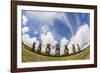 Seven Moai at Ahu Akivi, the First Restored Altar, Rapa Nui National Park-Michael Nolan-Framed Photographic Print