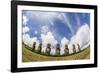 Seven Moai at Ahu Akivi, the First Restored Altar, Rapa Nui National Park-Michael Nolan-Framed Photographic Print