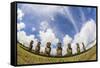 Seven Moai at Ahu Akivi, the First Restored Altar, Rapa Nui National Park-Michael Nolan-Framed Stretched Canvas