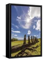 Seven Moai at Ahu Akivi, the First Restored Altar, Rapa Nui National Park-Michael Nolan-Framed Stretched Canvas