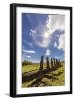 Seven Moai at Ahu Akivi, the First Restored Altar, Rapa Nui National Park-Michael Nolan-Framed Photographic Print