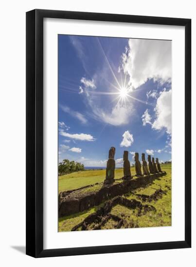 Seven Moai at Ahu Akivi, the First Restored Altar, Rapa Nui National Park-Michael Nolan-Framed Photographic Print
