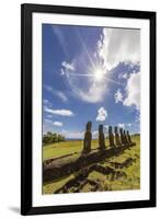 Seven Moai at Ahu Akivi, the First Restored Altar, Rapa Nui National Park-Michael Nolan-Framed Photographic Print