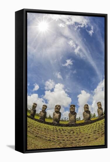 Seven Moai at Ahu Akivi, the First Restored Altar, Rapa Nui National Park-Michael Nolan-Framed Stretched Canvas