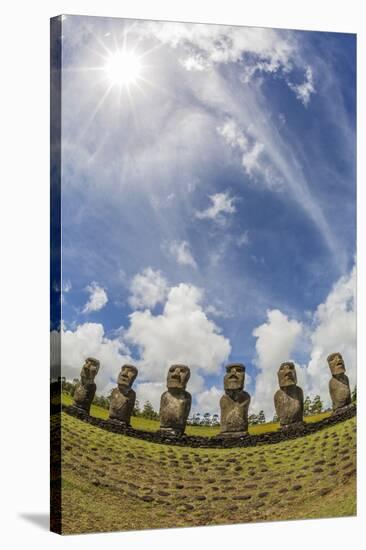 Seven Moai at Ahu Akivi, the First Restored Altar, Rapa Nui National Park-Michael Nolan-Stretched Canvas