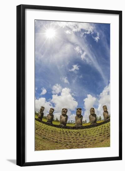 Seven Moai at Ahu Akivi, the First Restored Altar, Rapa Nui National Park-Michael Nolan-Framed Photographic Print