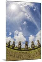 Seven Moai at Ahu Akivi, the First Restored Altar, Rapa Nui National Park-Michael Nolan-Mounted Photographic Print