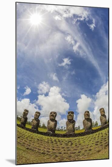 Seven Moai at Ahu Akivi, the First Restored Altar, Rapa Nui National Park-Michael Nolan-Mounted Photographic Print