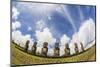 Seven Moai at Ahu Akivi, the First Restored Altar, Rapa Nui National Park-Michael Nolan-Mounted Photographic Print