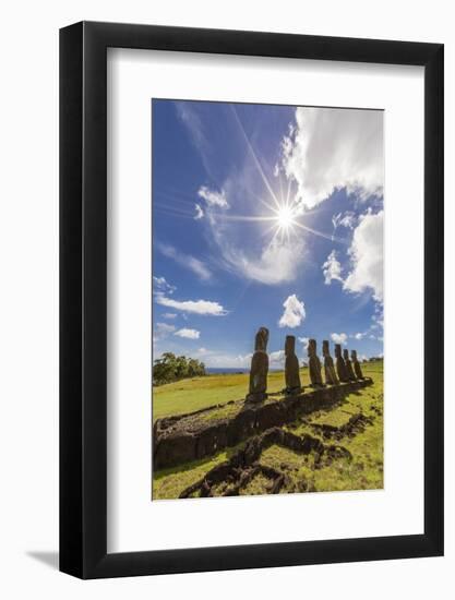 Seven Moai at Ahu Akivi, the First Restored Altar, Rapa Nui National Park-Michael Nolan-Framed Photographic Print