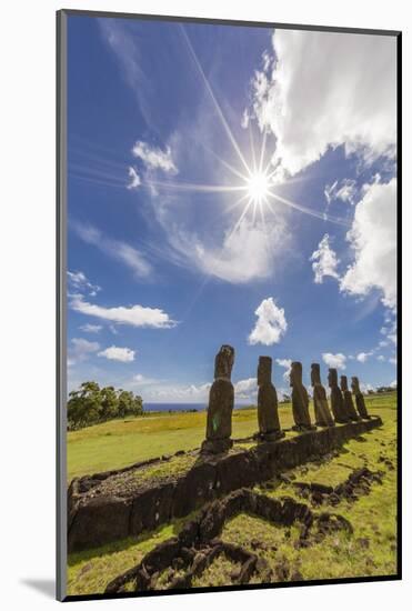 Seven Moai at Ahu Akivi, the First Restored Altar, Rapa Nui National Park-Michael Nolan-Mounted Photographic Print