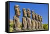 Seven Moai at Ahu Akivi, the First Restored Altar-Michael Nolan-Framed Stretched Canvas
