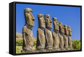 Seven Moai at Ahu Akivi, the First Restored Altar-Michael Nolan-Framed Stretched Canvas