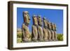 Seven Moai at Ahu Akivi, the First Restored Altar-Michael Nolan-Framed Photographic Print