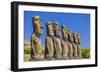 Seven Moai at Ahu Akivi, the First Restored Altar-Michael Nolan-Framed Photographic Print