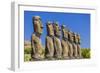 Seven Moai at Ahu Akivi, the First Restored Altar-Michael Nolan-Framed Photographic Print