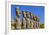 Seven Moai at Ahu Akivi, the First Restored Altar-Michael Nolan-Framed Photographic Print