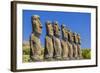 Seven Moai at Ahu Akivi, the First Restored Altar-Michael Nolan-Framed Photographic Print