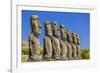 Seven Moai at Ahu Akivi, the First Restored Altar-Michael Nolan-Framed Photographic Print