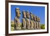 Seven Moai at Ahu Akivi, the First Restored Altar-Michael Nolan-Framed Photographic Print