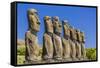 Seven Moai at Ahu Akivi, the First Restored Altar-Michael Nolan-Framed Stretched Canvas