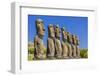 Seven Moai at Ahu Akivi, the First Restored Altar-Michael Nolan-Framed Photographic Print