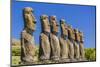 Seven Moai at Ahu Akivi, the First Restored Altar-Michael Nolan-Mounted Photographic Print