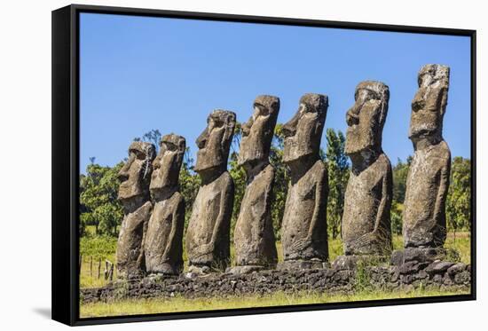 Seven Moai at Ahu Akivi-Michael-Framed Stretched Canvas