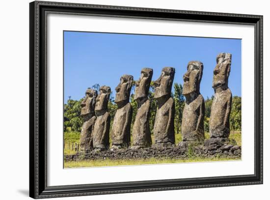 Seven Moai at Ahu Akivi-Michael-Framed Photographic Print