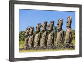 Seven Moai at Ahu Akivi-Michael-Framed Photographic Print