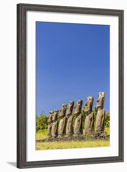 Seven Moai at Ahu Akivi-Michael-Framed Photographic Print