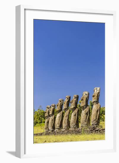 Seven Moai at Ahu Akivi-Michael-Framed Photographic Print