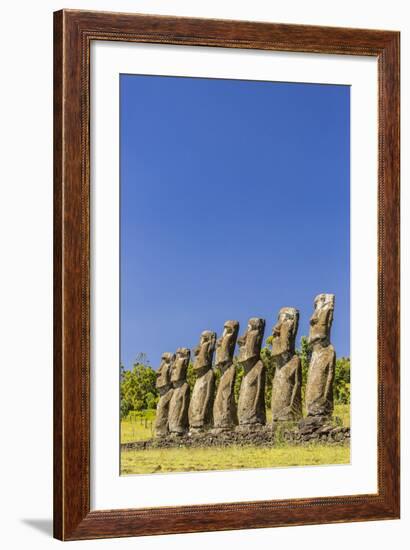 Seven Moai at Ahu Akivi-Michael-Framed Photographic Print
