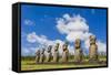 Seven Moai at Ahu Akivi-Michael-Framed Stretched Canvas