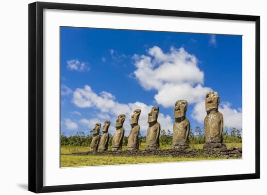 Seven Moai at Ahu Akivi-Michael-Framed Photographic Print