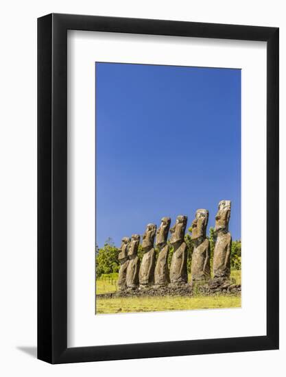 Seven Moai at Ahu Akivi-Michael-Framed Photographic Print