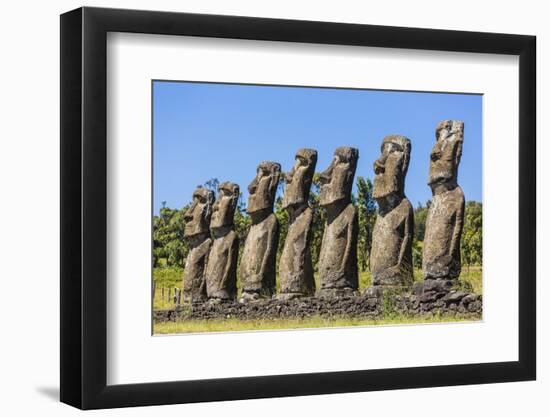 Seven Moai at Ahu Akivi-Michael-Framed Photographic Print